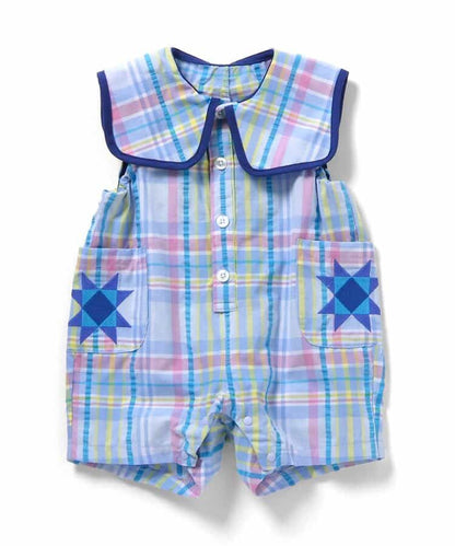 日本童裝 apres les cours 格紋條紋連衣 70-80cm 男童款 夏季 Jumpsuit