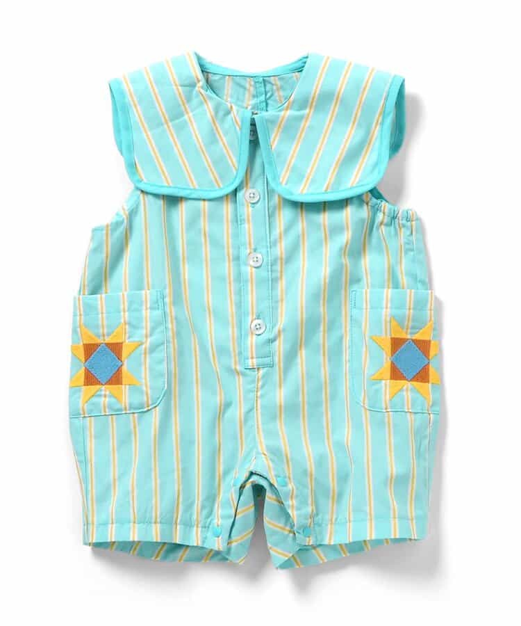 日本童裝 apres les cours 格紋條紋連衣 70-80cm 男童款 夏季 Jumpsuit
