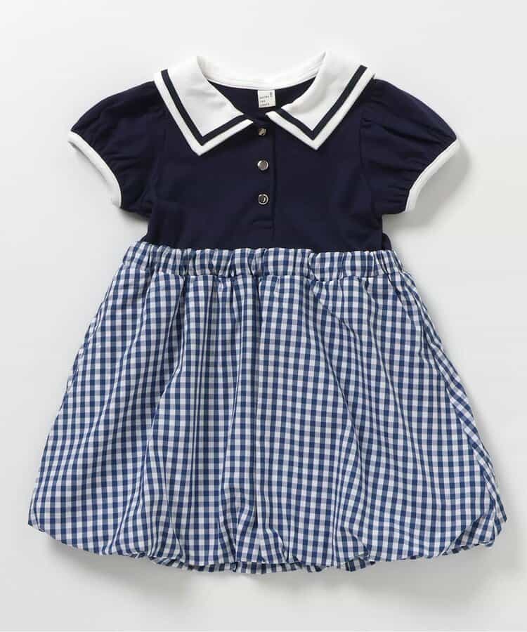 日本童裝 apres les cours 水手領泡泡連身裙 80-140cm 女童款 夏季 DRESSES
