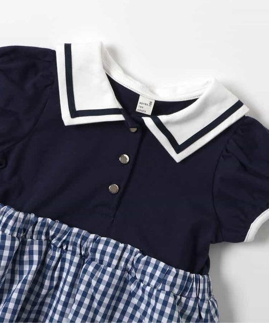 日本童裝 apres les cours 水手領泡泡連身裙 80-140cm 女童款 夏季 DRESSES