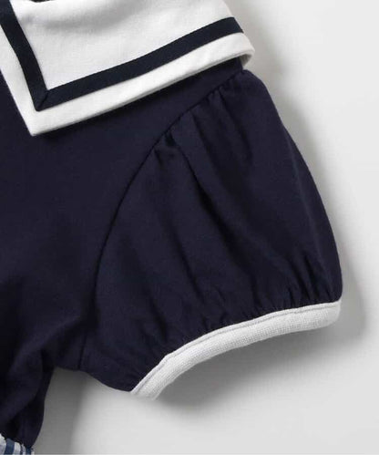 日本童裝 apres les cours 水手領泡泡連身裙 80-140cm 女童款 夏季 DRESSES