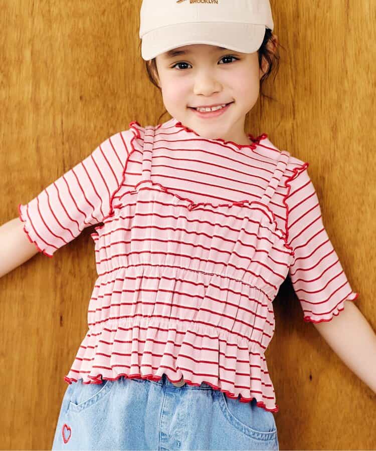 日本童裝 apres les cours 條紋上衣及吊帶兩件套裝 90-140cm 女童款 夏季 TOPS
