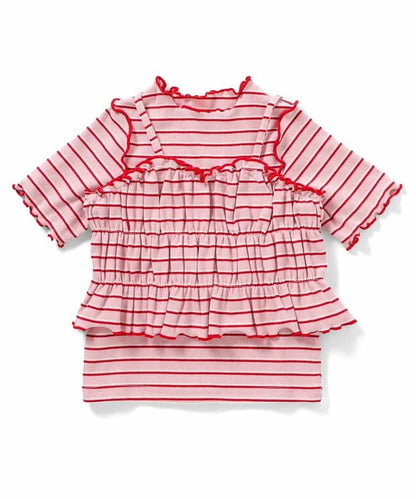 日本童裝 apres les cours 條紋上衣及吊帶兩件套裝 90-140cm 女童款 夏季 TOPS