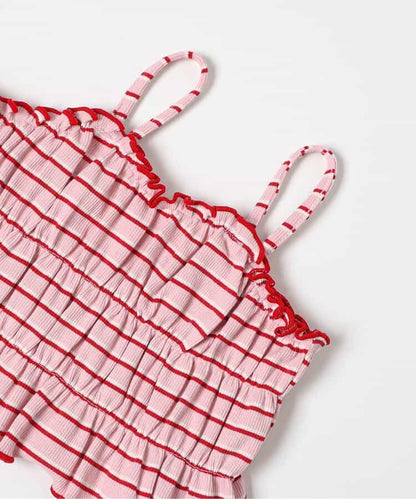 日本童裝 apres les cours 條紋上衣及吊帶兩件套裝 90-140cm 女童款 夏季 TOPS