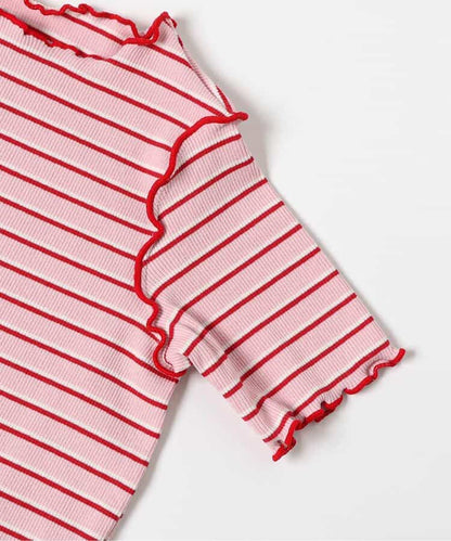 日本童裝 apres les cours 條紋上衣及吊帶兩件套裝 90-140cm 女童款 夏季 TOPS