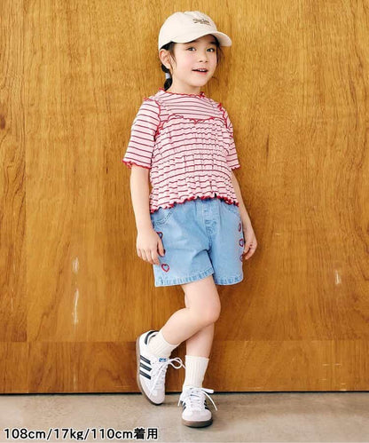 日本童裝 apres les cours 條紋上衣及吊帶兩件套裝 90-140cm 女童款 夏季 TOPS