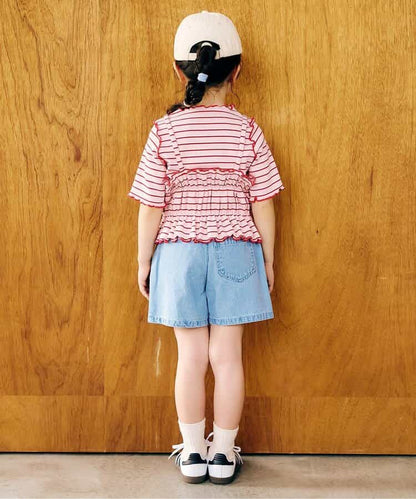 日本童裝 apres les cours 條紋上衣及吊帶兩件套裝 90-140cm 女童款 夏季 TOPS