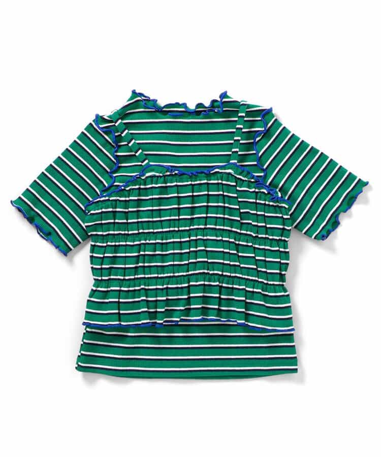 日本童裝 apres les cours 條紋上衣及吊帶兩件套裝 90-140cm 女童款 夏季 TOPS