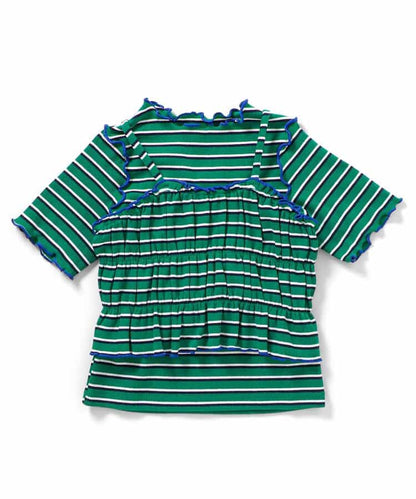 日本童裝 apres les cours 條紋上衣及吊帶兩件套裝 90-140cm 女童款 夏季 TOPS