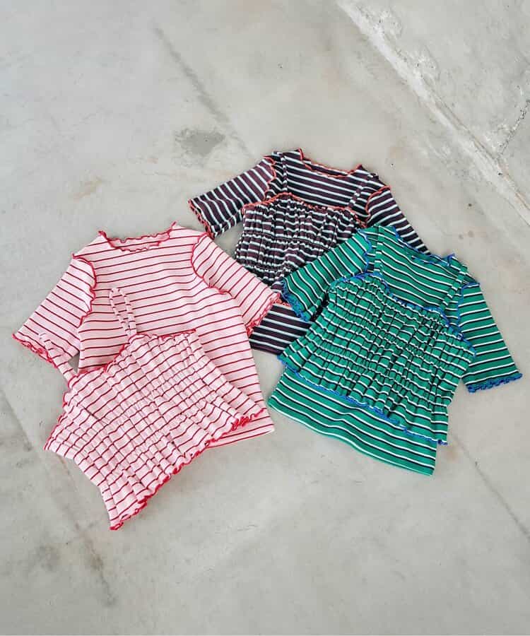 日本童裝 apres les cours 條紋上衣及吊帶兩件套裝 90-140cm 女童款 夏季 TOPS