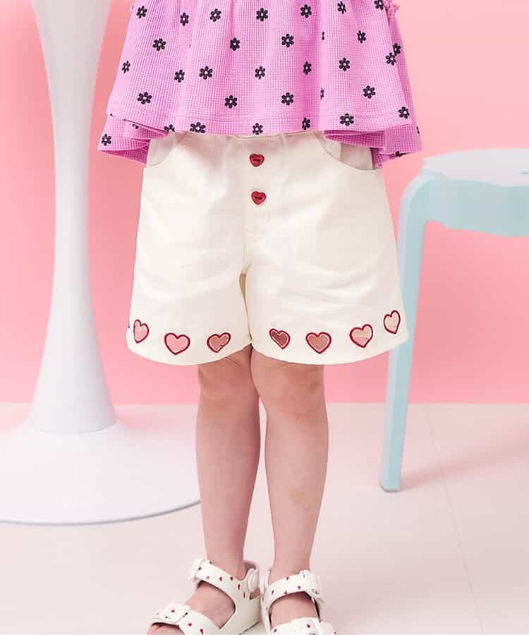 日本童裝 apres les cours 心型刺繡短褲 80-140cm 女童款 夏季 PANTS