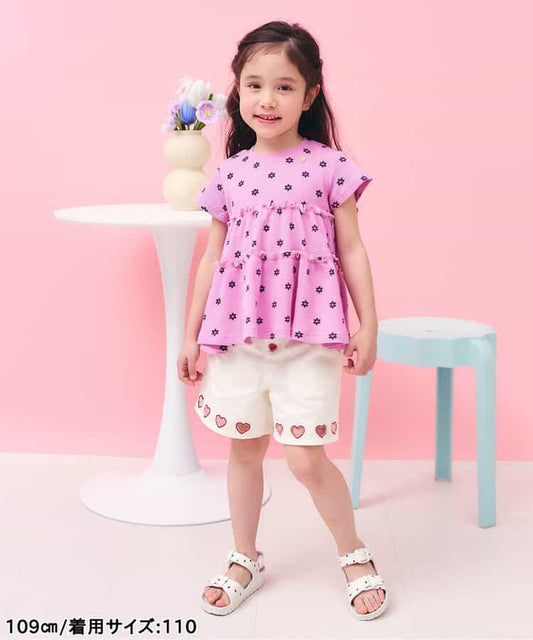 日本童裝 apres les cours 心型刺繡短褲 80-140cm 女童款 夏季 PANTS