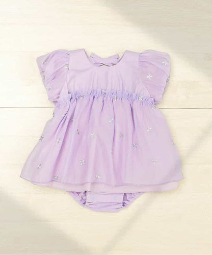 日本童裝 apres les cours 花花亮片刺繡連衣 70-80cm 女童款 初生嬰兒 夏季 Jumpsuit