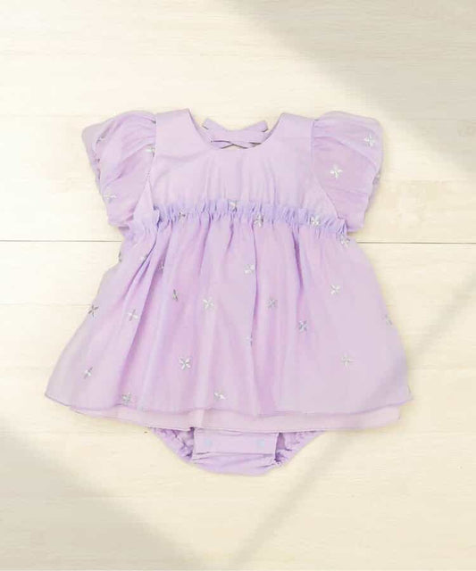 日本童裝 apres les cours 花花亮片刺繡連衣 70-80cm 女童款 初生嬰兒 夏季 Jumpsuit