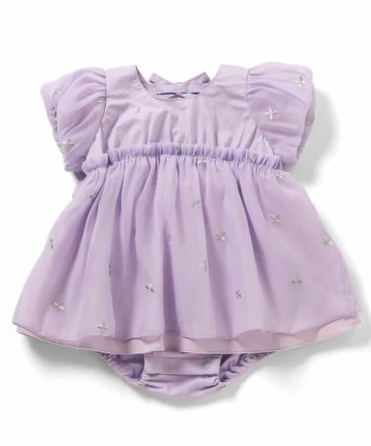日本童裝 apres les cours 花花亮片刺繡連衣 70-80cm 女童款 初生嬰兒 夏季 Jumpsuit