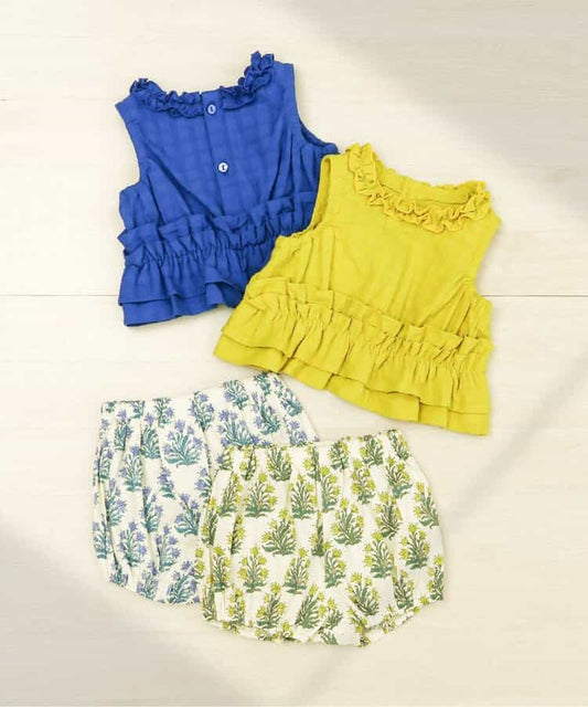 日本童裝 apres les cours 背心短褲兩件套裝 70-80cm 女童款 初生嬰兒 夏季 TOPS PANTS