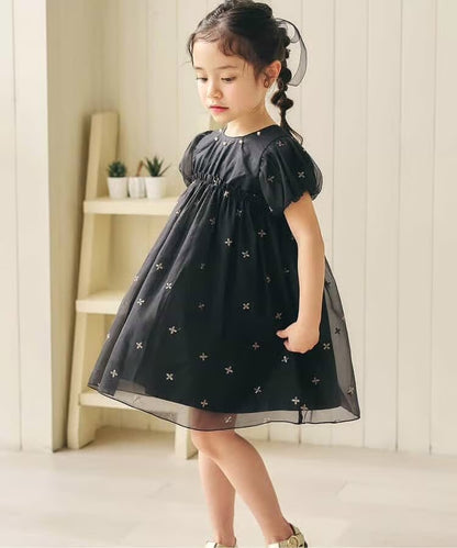 日本童裝 apres les cours 珍珠刺繡網紗連身裙 90-140cm 女童款 夏季 DRESSES