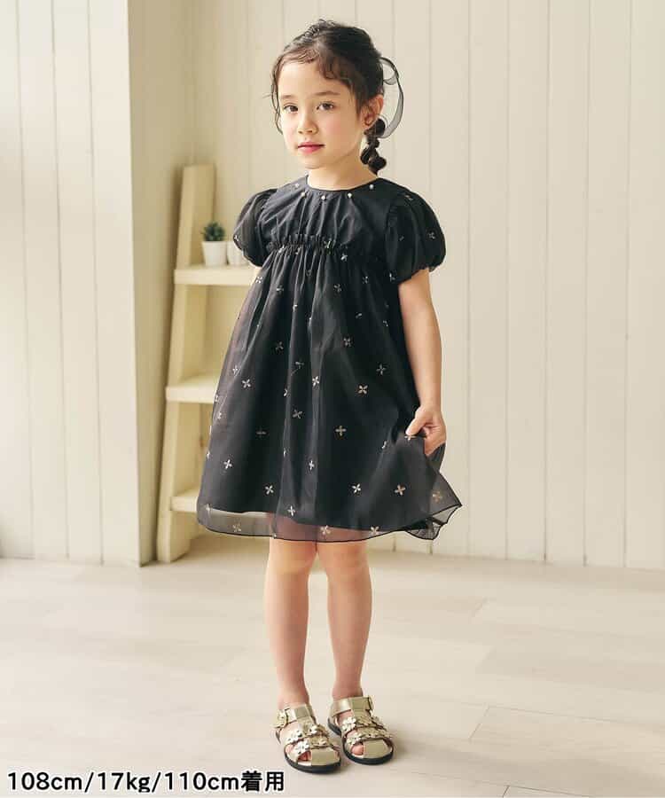 日本童裝 apres les cours 珍珠刺繡網紗連身裙 90-140cm 女童款 夏季 DRESSES