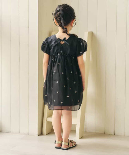 日本童裝 apres les cours 珍珠刺繡網紗連身裙 90-140cm 女童款 夏季 DRESSES