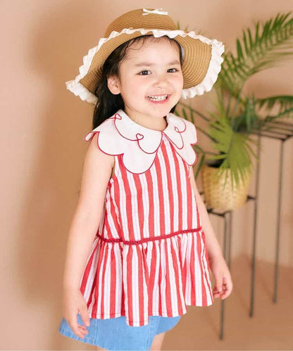 日本童裝 apres les cours 花花領上衣 80-140cm 女童款 夏季 TOPS