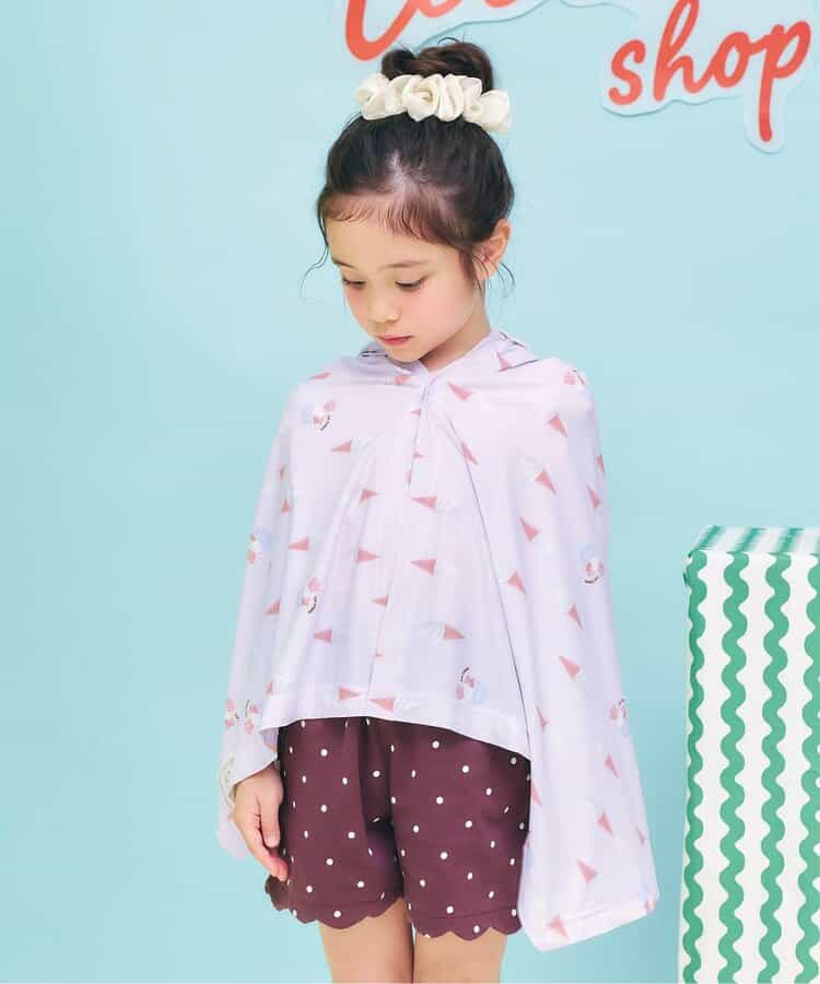 日本童裝 apres les cours 防UV 接觸冷感 連帽披肩 F 女童款 夏季 OUTERWEAR