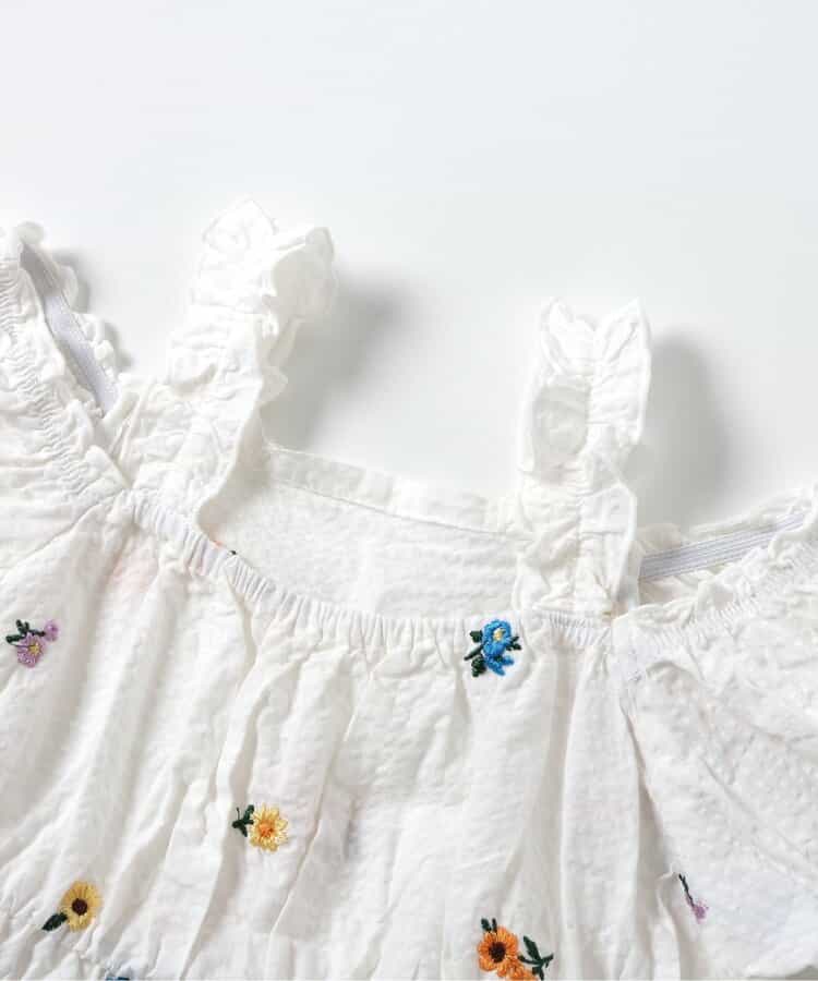 日本童裝 apres les cours 肩帶荷葉邊刺繡上衣 80-140cm 女童款 夏季 TOPS