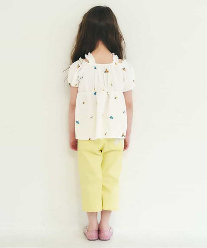 日本童裝 apres les cours 肩帶荷葉邊刺繡上衣 80-140cm 女童款 夏季 TOPS