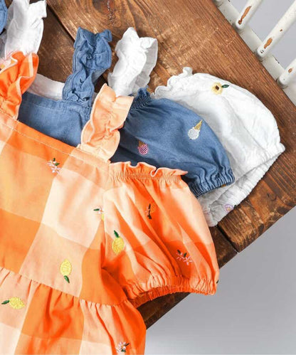 日本童裝 apres les cours 肩帶荷葉邊刺繡上衣 80-140cm 女童款 夏季 TOPS