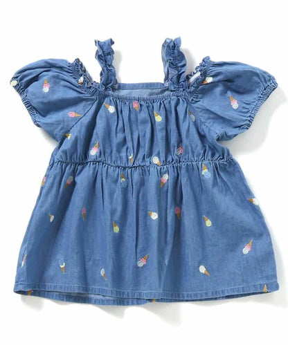 日本童裝 apres les cours 肩帶荷葉邊刺繡上衣 80-140cm 女童款 夏季 TOPS