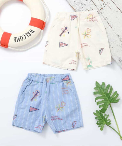 日本童裝 apres les cours 夏季圖案刺繡短褲 80-130cm 男童款 夏季 PANTS