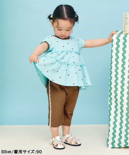 日本童裝 apres les cours 接觸冷感 蕾絲七分長褲 80-140cm 女童款 夏季 PANTS
