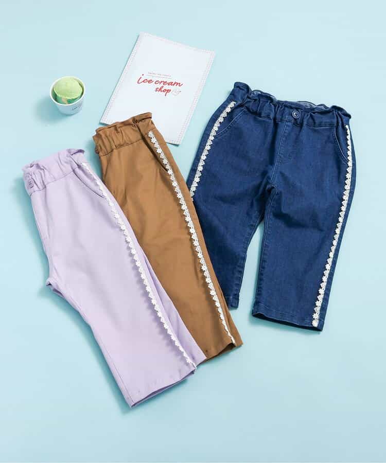 日本童裝 apres les cours 接觸冷感 蕾絲七分長褲 80-140cm 女童款 夏季 PANTS