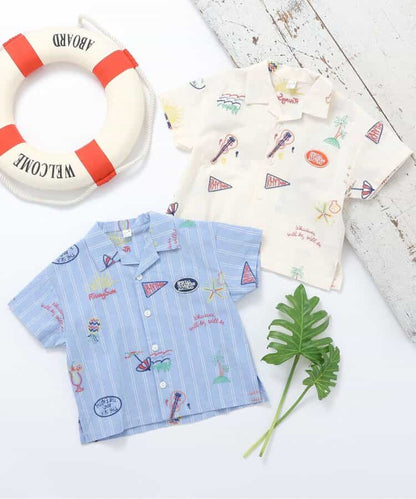 日本童裝 apres les cours 夏季圖案襯衫 80-130cm 男童款 夏季 TOPS
