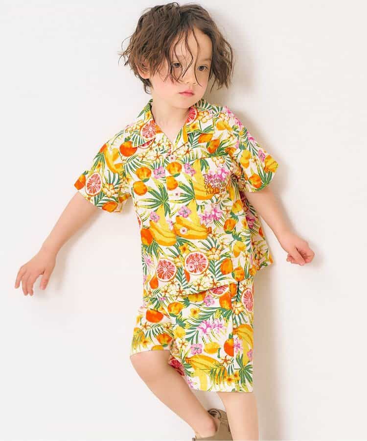 日本童裝 apres les cours 熱帶風情兩件套裝 80-130cm 男童款 夏季 TOPS PANTS