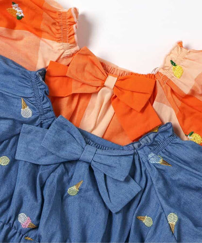 日本童裝 apres les cours 刺繡連衣 70-80cm 女童款 初生嬰兒 夏季 Jumpsuit