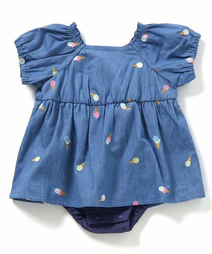 日本童裝 apres les cours 刺繡連衣 70-80cm 女童款 初生嬰兒 夏季 Jumpsuit