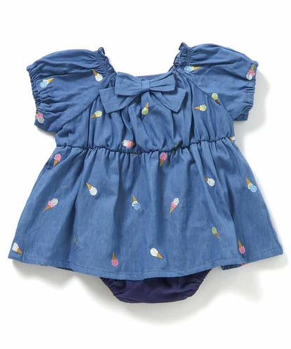 日本童裝 apres les cours 刺繡連衣 70-80cm 女童款 初生嬰兒 夏季 Jumpsuit