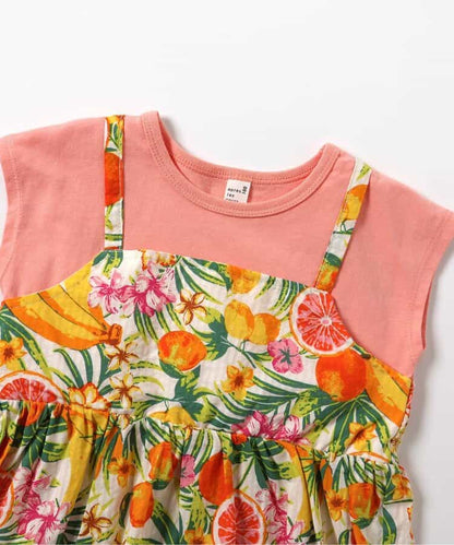 日本童裝 apres les cours 荷葉邊假兩件連身裙 80-140cm 女童款 夏季 DRESSES