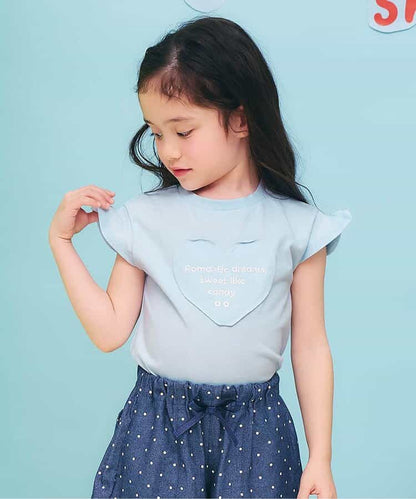 日本童裝 apres les cours 接觸冷感 小飛袖印花上衣 80-140cm 女童款 夏季 TOPS
