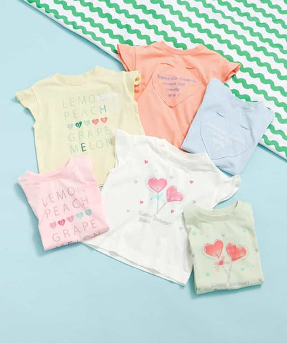 日本童裝 apres les cours 接觸冷感 小飛袖印花上衣 80-140cm 女童款 夏季 TOPS
