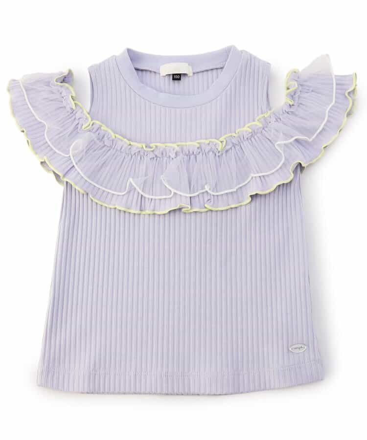 日本童裝 apres les cours 露肩薄紗撞色上衣 80-140cm 女童款 夏季 TOPS