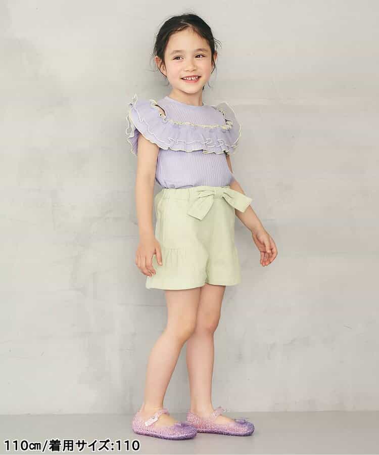 日本童裝 apres les cours 露肩薄紗撞色上衣 80-140cm 女童款 夏季 TOPS