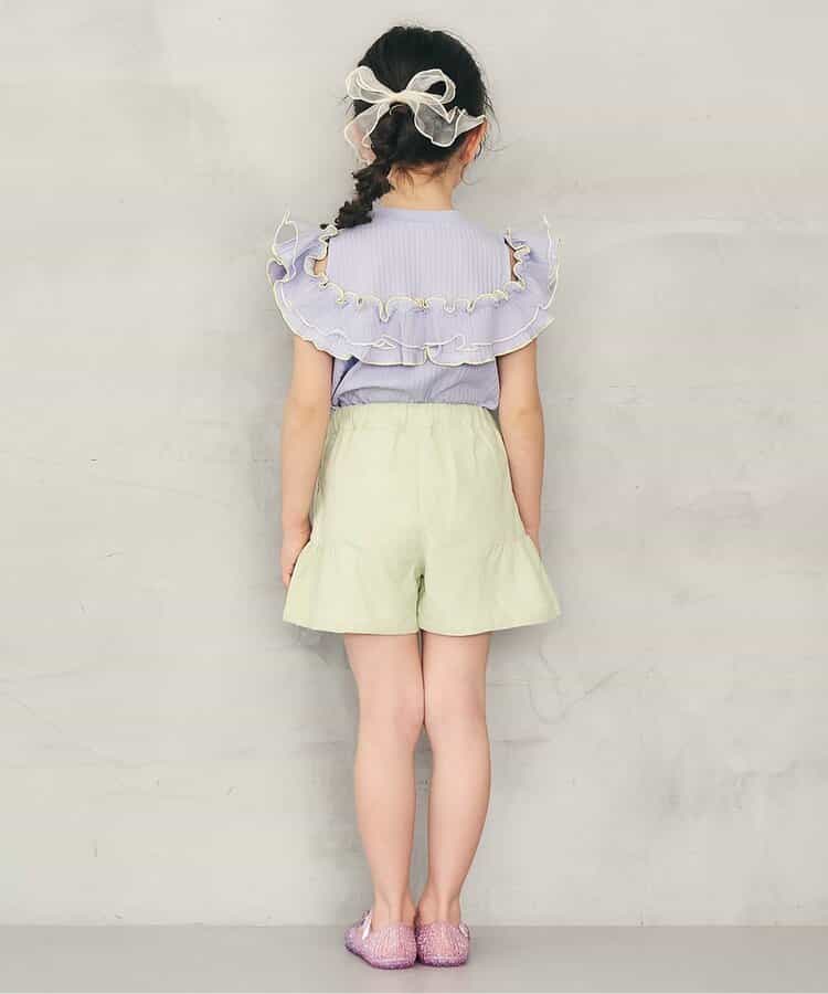 日本童裝 apres les cours 露肩薄紗撞色上衣 80-140cm 女童款 夏季 TOPS