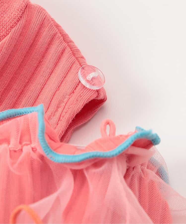 日本童裝 apres les cours 露肩薄紗撞色上衣 80-140cm 女童款 夏季 TOPS