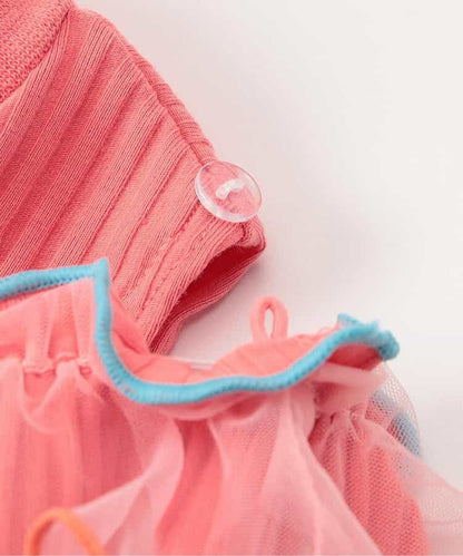日本童裝 apres les cours 露肩薄紗撞色上衣 80-140cm 女童款 夏季 TOPS