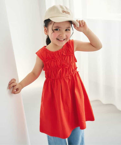 日本童裝 apres les cours 緞帶鏤空連身裙 80-140cm 女童款 夏季 DRESSES