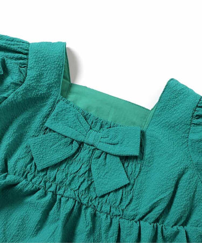 日本童裝 apres les cours 泡泡袖露背緞帶襯衫 80-140cm 女童款 夏季 TOPS
