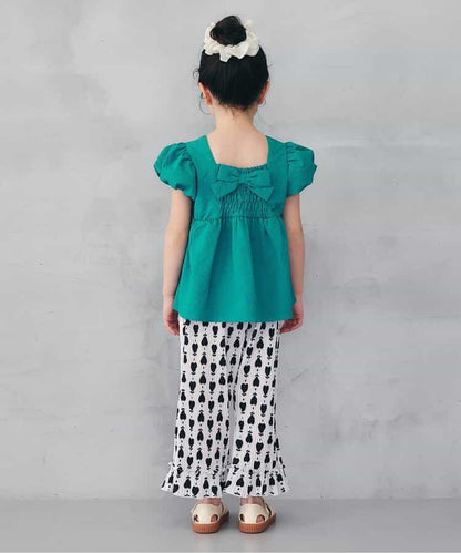 日本童裝 apres les cours 泡泡袖露背緞帶襯衫 80-140cm 女童款 夏季 TOPS