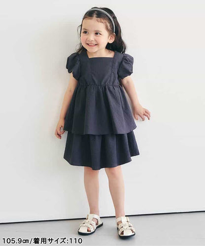 日本童裝 apres les cours 泡泡袖露背緞帶襯衫 80-140cm 女童款 夏季 TOPS