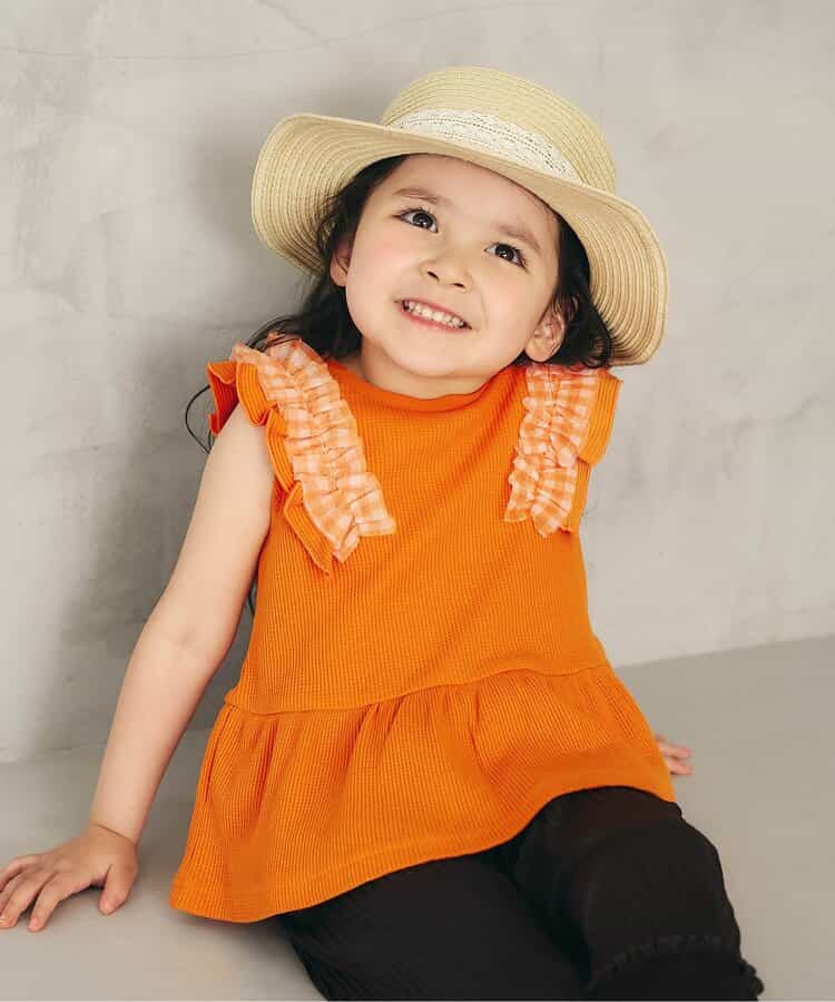 日本童裝 apres les cours 華夫格荷葉邊薄紗上衣 80-140cm 女童款 夏季 TOPS